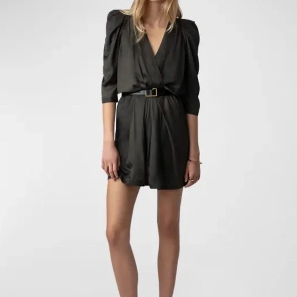 Zadig & Voltaire | Dresses | Zadigvoltaire Ruz Pleatdetail Satin Mini Dress  Olive Green Sz Small Nwt Read | Poshmark